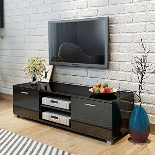 Mengtu Mobile TV Bianco Laccato Lucido 140x40,3x34,7cm, Mobile Porta TV, Mobiletto Basso per TV Tavolino da Salotto Supporto TV per Soggiorno Mobili per Interni/Esterni