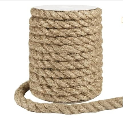 ZephyrCraft Cuerda de Yute y Cáñamo Natural, 14mm x 15m, Gruesa para Rascador de Gatos, Artesanía, Embalaje y Decoración