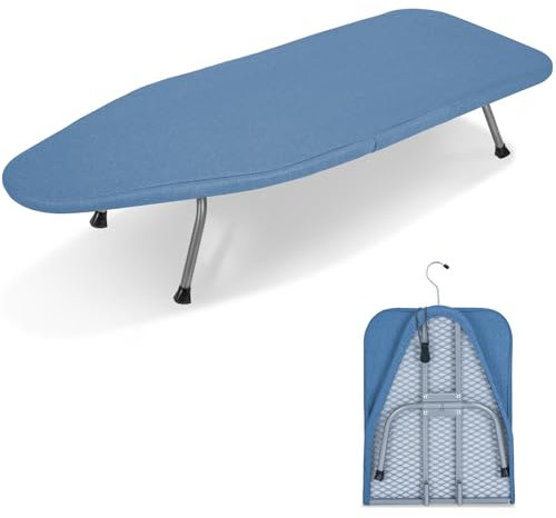 IBVIVIC Asse da stiro pieghevole piccolo asse da stiro in rete metallica con piedini antiscivolo per uso domestico, 81 cm x 30,5 cm, blu