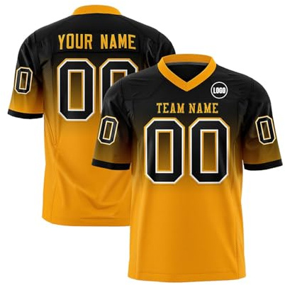 Personalisiert American Football Trikots Individuelle Printed Nummer Name Logo Spieltrikots für Kinder Erwachsene Custom Football Jersey Men Women Sports Uniform Atmungsaktiv T-Shirt,Orange