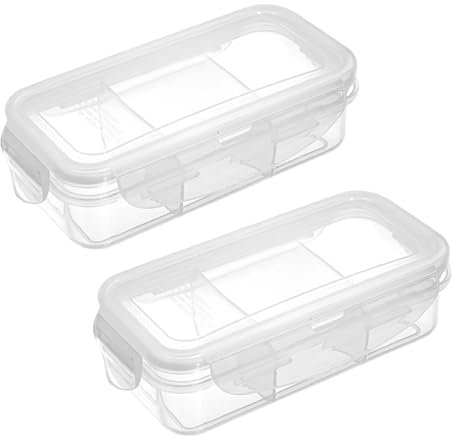 HDGSAFD 2 Piezas Caja De Frescura Rectangular, Caja De Bocadillos Portátiles, Caja De Frescura De Plástico Transparente, Caja Sellada, Caja De Bento.