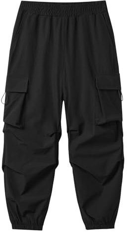 Echinodon Jungen Sommer Cargohose Schnelltrocknend Wasserabweisend Kinder Leichte Dünne Sommerhose Wanderhose Schwarz 150