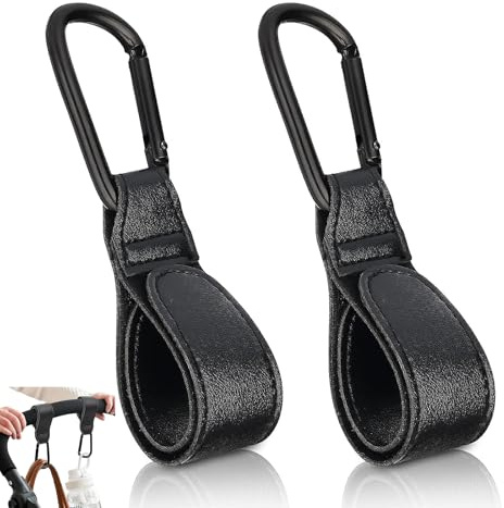 2 PCS Pram Clips for Buggy, Pram Hooks for Bags, Pram Bag Clips, Stroller Hooks, for Hanging Shopping Bag Handbag Changing Bag(Black)