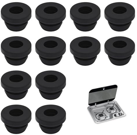 12 piezas de goma para cacerolas, pasadores de goma, accesorios para placa de cocina de autocaravana, pies de goma de óxido, piezas de repuesto para cacerolas con varillas de 5 mm de Dometic, Smev y