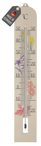 Lantelme Termómetro de jardín de 40 cm, indicador de temperatura de -23 °C a 50 °C, analógico, gran escala de plástico, fabricado en Alemania, para interior y exterior, termómetro para colgar (verde o