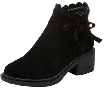 Générique Femmes Bottes Courte daim Talon moyen Chaussures de botte pour femme rétro Moderne Travail Bottillons Femme Cowboy Confortable Imperméables Souple Elégantes Chaudes cuir véritable