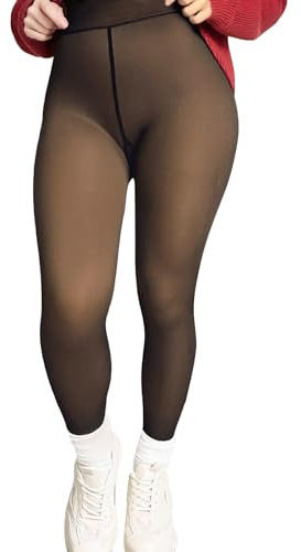Générique Collant Frenchie Polaire Femme, Collant Thermique Femme Hiver Effet Transparent Legging Polaire