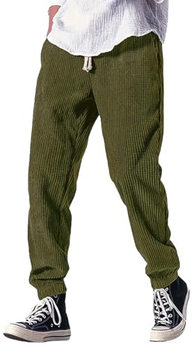 Pantalon Japonais Homme - Pantalon Kirakuco pour Homme Velours Cotelé Sweatpants avec Poche et Cordon Élastique Taille Baggy Pantalons de Serrage Bodybuilding Sport Streetwear