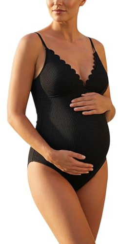 Moderskap badkläder i ett stycke V-ringning volanger i ett stycke justerbara remmar graviditet baddräkt mammabikini