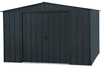 Duramax TOP Shed 10 x 8 (7.28 m²) Abri de jardin en métal, fabriqué en acier galvanisé, structure de toit renforcée, abri de jardin en métal sans entretien et résistant aux intempéries, Anthracite