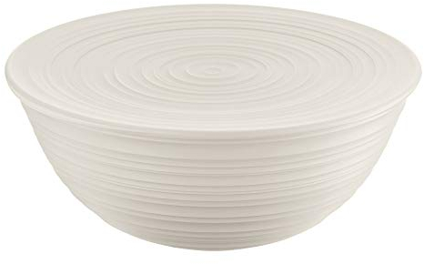 Guzzini - Tierra, Récipient XL avec couvercle en plastique recyclé, Bol - Blanc lait, Ø 30xh13 cm | 5000 ml - 175001156