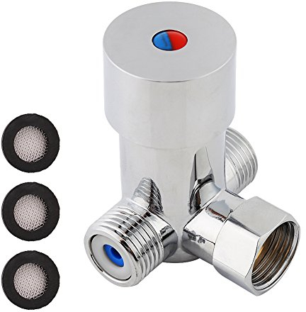 Valvula Termostatica, Válvula Mezcladora Termostática, VáLvula Mezcladora de Agua FríA Caliente, Control de Temperatura del Mezclador TermostáTico de LatóN Macizo Sensor AutomáTico de 3 VíAs para BañO