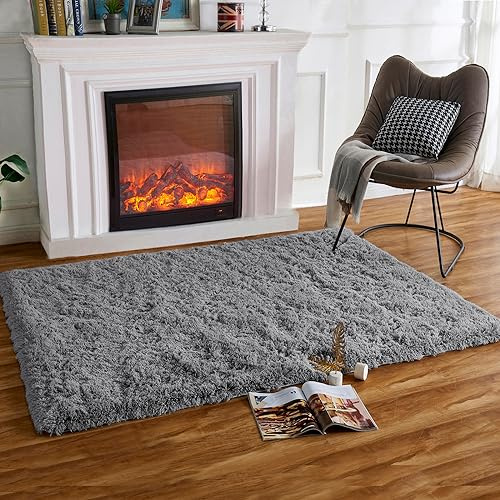 HARESLE Grau 60x120cm Hochflorteppich rutschfest Waschbar Teppiche