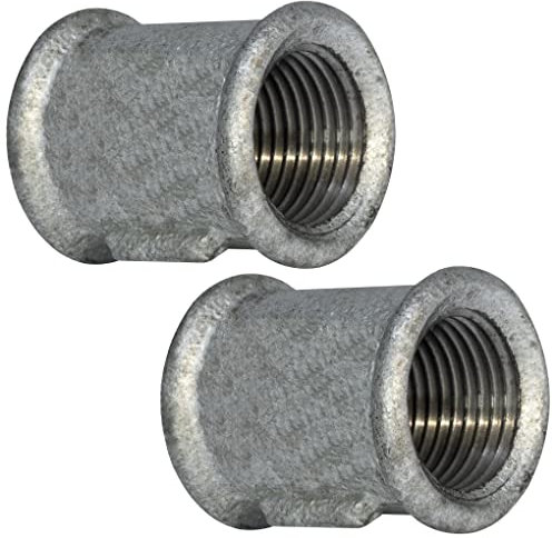 AERZETIX - C65020 - Set di 2 manicotti uguali femmina/femmina 1/2'' zincato - in ghisa - raccordo tubo filettatura avvitabile - idraulico-riscaldamento impianto di acqua potabile alimentazione