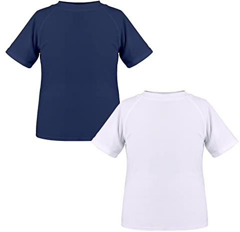 TIZAX 2 delar solskyddströja barn UPF 50+ anti-UV T-shirt kortärmad baddräkt Rashguard snabbtorkande för simning/pool/strand