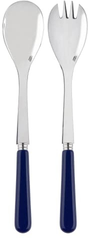 SABRE PARIS - Salad servers, 2-piece 26 cm - Pop - Stainless steel & acrylic - Dishwasher safe - Navy blue