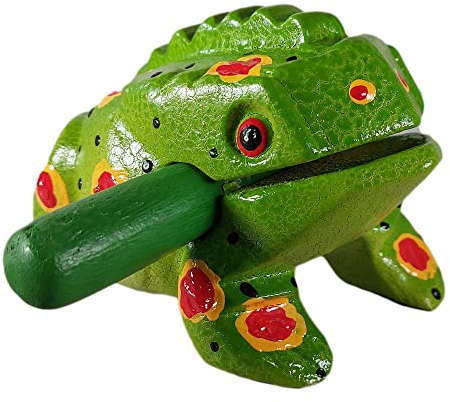ART-CRAFT Musikinstrument Ratsche Klangfrosch Holz grün L 15cm