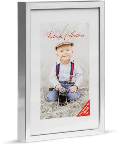 Aluminium Bilderrahmen für 10x15 Fotos - Moderner & Zeitloser Fotorahmen mit Echtem Glas für Bilder & Zertifikat | Freistehender Rahmen geeignet für Tisch oder Wand, Hoch- & Querformat