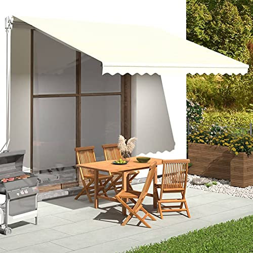 Homgoday Tela de repuesto para toldo, toldo para balcón, toldo con brazos extensibles, toldo, toldo para exteriores, color crema, 4 x 3,5 m