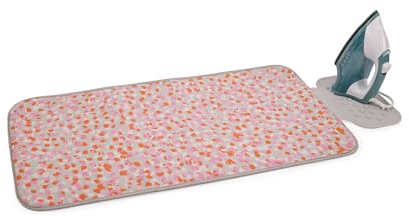 Joseph Joseph Swift Folding Ironing Mat, Silicone Iron Rest, Heat/Steam Resistant, Non-Slip, Hanging Loop, Compact Storage, 90x47 cm, Peach Blossom