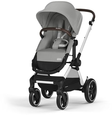 CYBEX Gold Kinderwagen EOS Lux 2-in-1, Reisesystem, Ab Geburt bis 22 kg (ca. 4 Jahre), Stone Grey