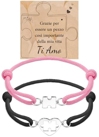 Cheerslife Regalo Fidanzato,Bracciale Coppia Lui e Lei,Regalo Anniversario per Lui,Regali di Coppia per San Valentino - Bracciali Coppia Fidanzati Regali Natale Fidanzato Fidanzata Marito Moglie Rosa