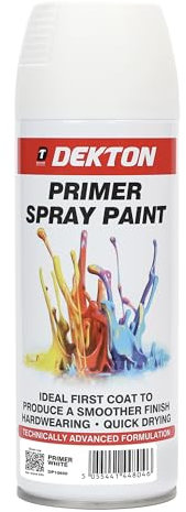 Dekton White Spray Paint Primer: Professional-Grade, High-Performance Primer for Superior Adhesion & Smooth Finish | Ideal for Metal, Wood, and Plastic Surfaces | Fast-Drying,