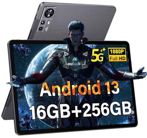 Tablette 11 Pouces 2k Android 13, 16GO RAM + 256GO ROM（TF 512GO） | 8600 mAh | Octa - Core | 5MP + 13MP | 2000 * 1200 Pixels | Bluetooth 5.0 | 5G+2.4G WIFI | Tablette Avec Étui De Protection - Gris