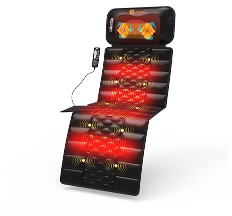 DOPICT Massage Mat, Detachable Neck Massager, Full Body Vibration Heating, Massage Pad with 10 Vibrating Motors and 9 Speed Settings for Home Office Use, Gift for Men Women Parents Christmas,Black
