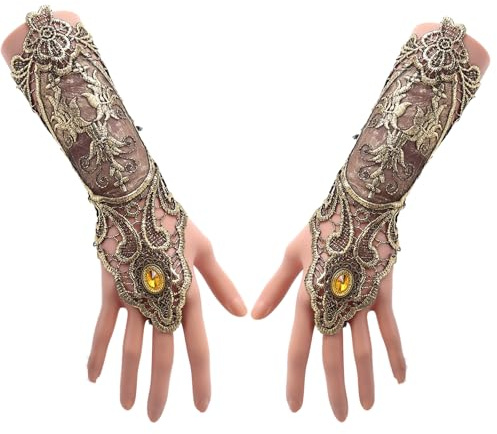 Floatdream 2 Piezas Pulsera de Encaje Gótico, Pulsera de Encaje de Halloween, Guantes de Encaje Gótico, Adecuado para Ropa Gótica, Ropa de Halloween y Ropa de Dama de Honor