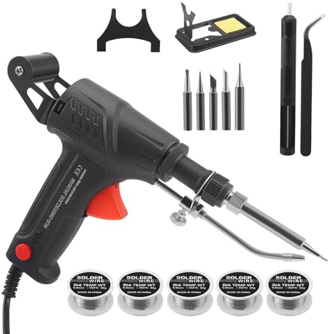 Juego profesional de soldador portátil, pistola de soldadura, estación de soldadura industrial con alimentación automática y 5 rollos de estaño, para PCB, electrónica, joyería, soldadura de cables