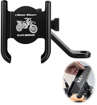 Cryluxial Support Téléphone Moto pour rétroviseur, Portable 360 Degrés Rotation en Métal, Anti-Vibrations, Compatible Scooter et Moto, Navigation/GPS Stable, Support Téléphone Moto Rétroviseur