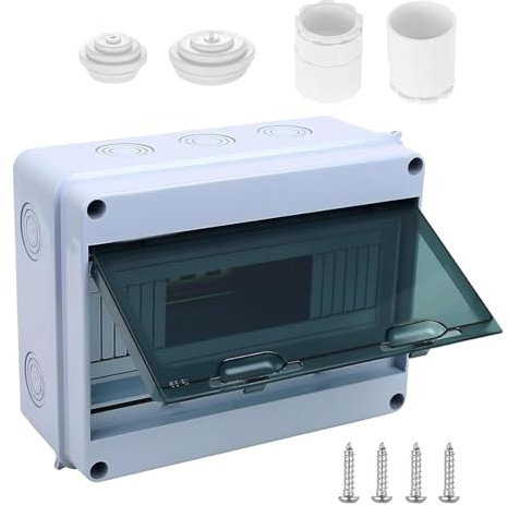 Surface-Mounted Fuse Box, 1 Row, IP65 Waterproof Switch Box, 12-Module Distribution Boxes, Sub-Distribution Boxes for Garden, Villas, Charging Stations