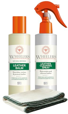 Wheelers Natural Leather Care Kit (Leather Cleaning Spray, Balm and Cloth)