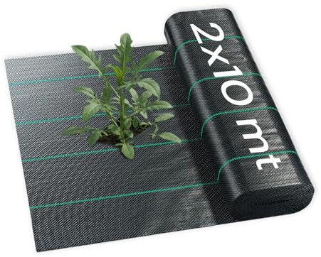 Zendea - Telo Pacciamatura 2x10 m 90 g/m² in PP Traspirante UV con Righe Guida, Telo Anti Erbacce per Orto e Giardino, Facile da Posare e Tagliare, Resistente e Permeabile all’Acqua