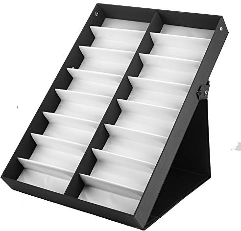 Brillenbox Sonnenbrille Vitrine Brille Vitrine Aufbewahrungsbrille Präsentation PU Leder Brille Box mit Staubschutzbrille 16 Brillen Brillenaufbewahrung Mehrere Brillen Brillendisplay Aufbewahrungsbox