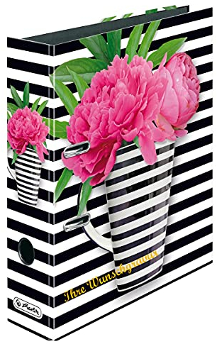 Herlitz Motivordner mit Namensgravur - A4 - 80mm - Black Stripes