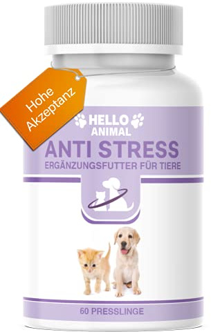 Hello Animal Anti Stress Chien – Comprimés hautement dosés à la Valériane – calmant Naturel pour Chiens et Chats anxieux – réduit Le Stress – Le décontractant Contre Panique, anxiété et nervosité