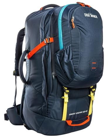 Tatonka Great Escape 60+10 - Reiserucksack mit großer Kofferöffnung, extra Rucksack (10l) und abdeckbarem Tragesystem - 70 Liter - 67 x 33 x 20 cm - Navy