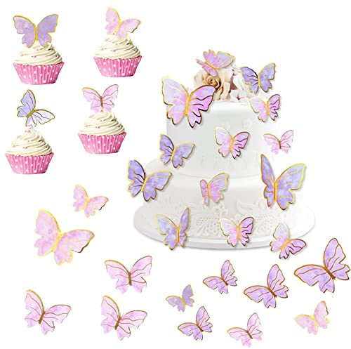 Silars Mariposas para Tartas, Decoracion Tartas Mariposas Decorativas, Adornos para Tartas de Mariposa para Decoración de Pasteles, Bodas, Decoración de Alimentos (A)