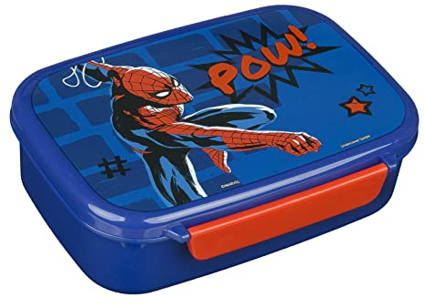 Scooli Boîte à déjeuner en plastique avec insert et clip de fermeture, motif Spider-Man - Cadeau pour enfants