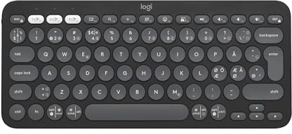 Logitech Pebble Keys 2 K380s – trådlöst Bluetooth-tangentbord (Grafit) | Flera enheter, anpassningsbara genvägar, tunt och bärbart, Easy-Switch, Windows, macOS, iPadOS, ChromeOS, QWERTY Pan Nordic
