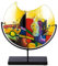 GILDE GLAS art Deko Vase aus Glas auf Metallfuß - Deko Wohnzimmer - Geschenke für Frauen Geburtstag Weihnachten - Mehrfarbig Höhe 38 cm