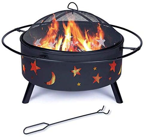 Bol à feu de Joie à Bois, Foyer extérieur de 30 Pouces, avec écran Anti-étincelles, Foyer portatif de tisonnier, pour arrière-Cour