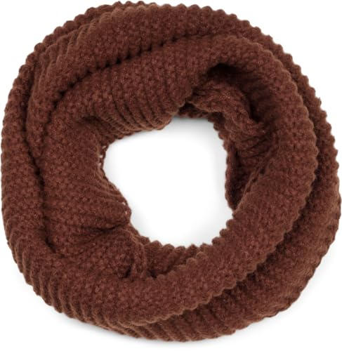 styleBREAKER Unisex stickad loop halsduk enfärgad med vågmönster, varm vinter stickad halsduk, tubhalsduk 01018169, Chokladbrun, En Storlek
