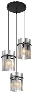 GLOBO Cluster Pendelleuchte mit drei Lampenschirmen in Rauchfarben, Ø47cm, 15698-3HR