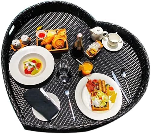 Bandeja flotante para piscina de 33,5 x 32,3 x 7,9 pulgadas, bandeja flotante de ratán hecha a mano en forma de corazón, bandeja de agua para piscina, plato flotante de compota (8, 85 x 82 x 20 cm)