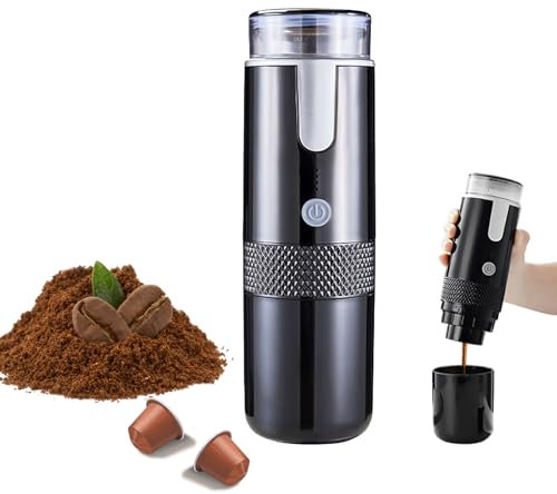 Goshyda Macchina per caffè Espresso Elettrica Portatile, Mini Caffettiera Portatile Ricaricabile, Compatibile con Capsule di caffè, caffè Macinato, per Ufficio da Viaggio in