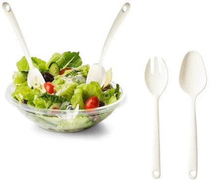 Avilia Set 2 Pezzi Utensili da Cucina per Insalata in Plastica Dura Beige - Ideale per Servire e Condire la tua Insalata Sono Resistenti e Durevoli - Sicuri per Uso Alimentare e Facili da Pulire