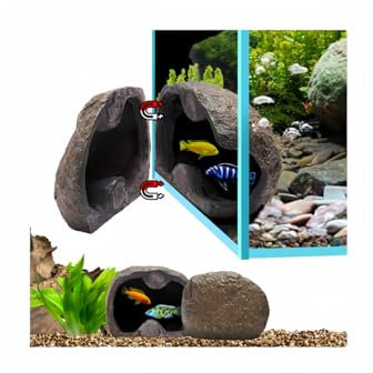 fzwzydd Magnetische Aquariumhöhle – Garnelen-Höhle – Buntbarschen-Höhlen für Aquarium, Harz-Fischhaus – Garnelenversteck, Aquarium-Dekoration